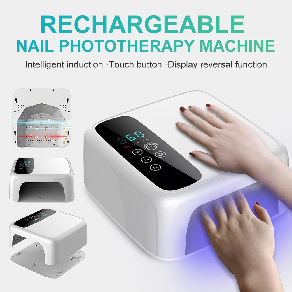 

72W Wireless LED Nail Lamp UV Rechargeable 15600mAH Professional Gel Nail Dryer Nail Polish Curling Lamp for All Gel Nail Polish