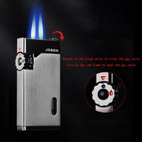 new personality creative blue double fire lighter wheel fire windproof visible air box adjustable lighter boutique mens gift