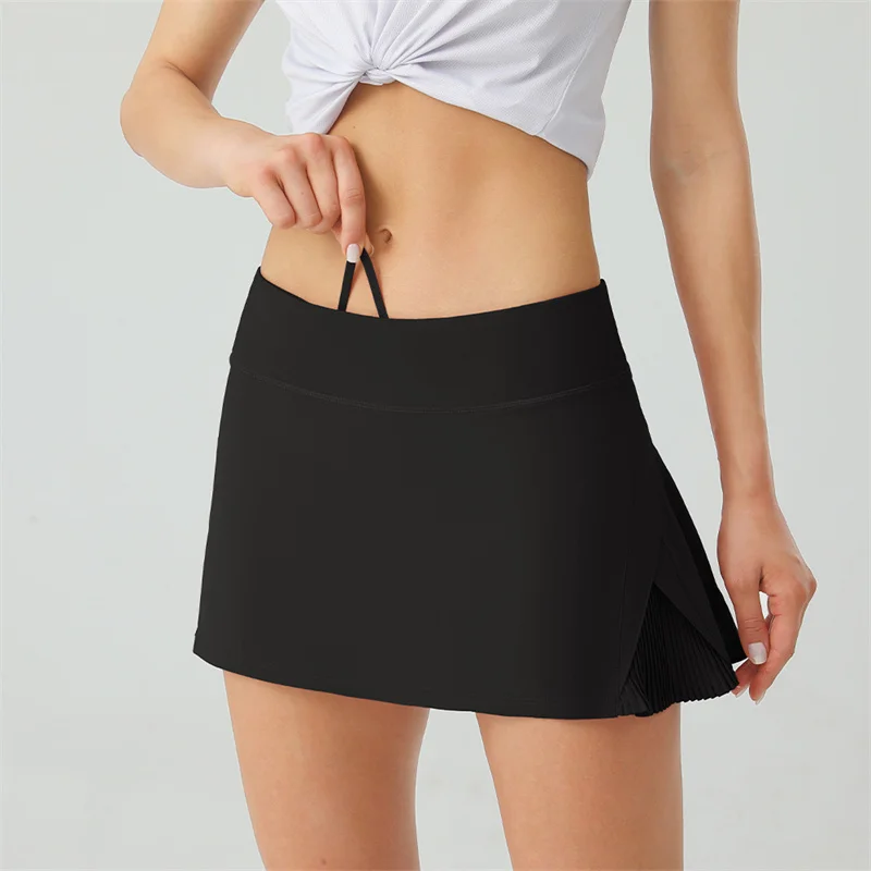 

Women Summer Sport Running Wear Tennis Skirt Quick Dry Stretch Sports Short Two Pieces Fitness Gym Skirt