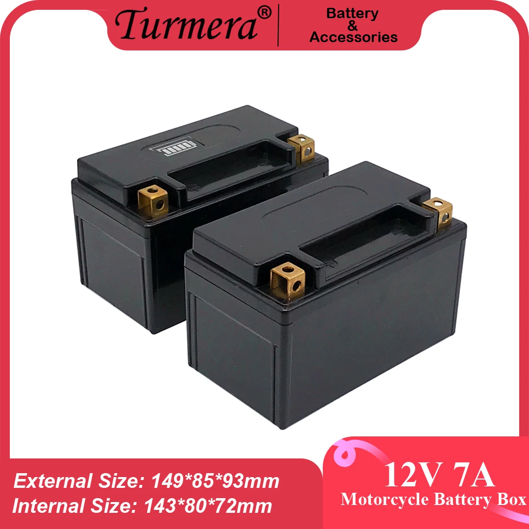 

Turmera 12V 7A Motorcycle Battery Storage Box Empty with Indicator for Max. Can Install 8Pieces 32700 Lifepo4 Battery or Ups Use