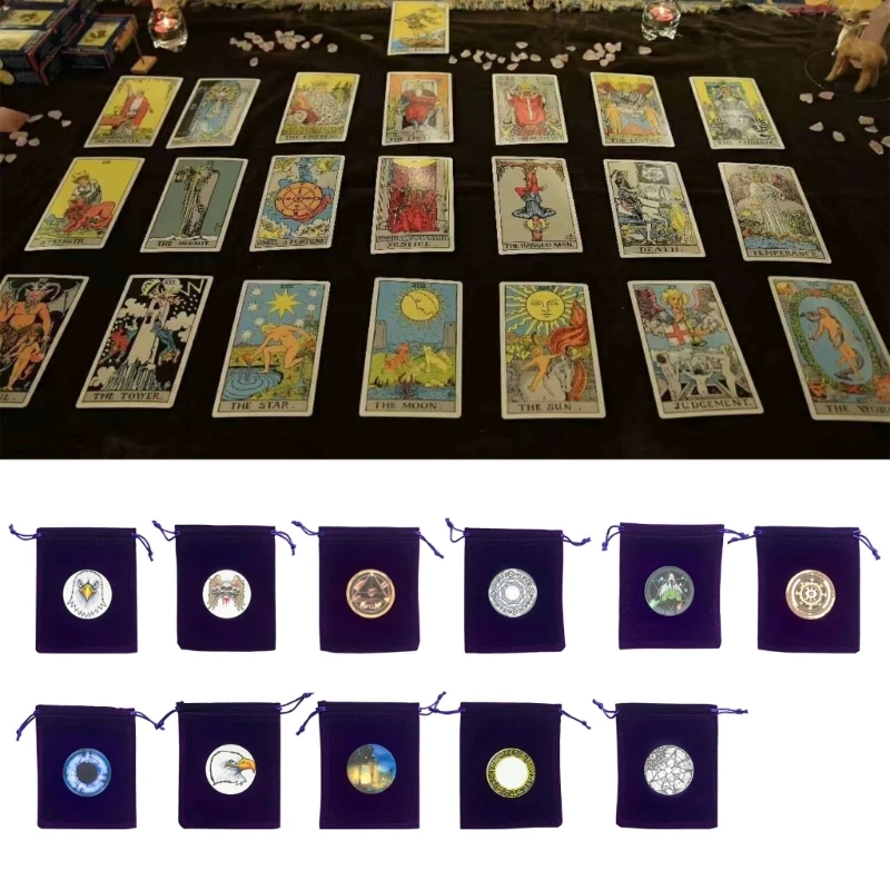 

Y1UC Tarot Card Drawstring Bag Jewelry for Tarot Enthusiasts