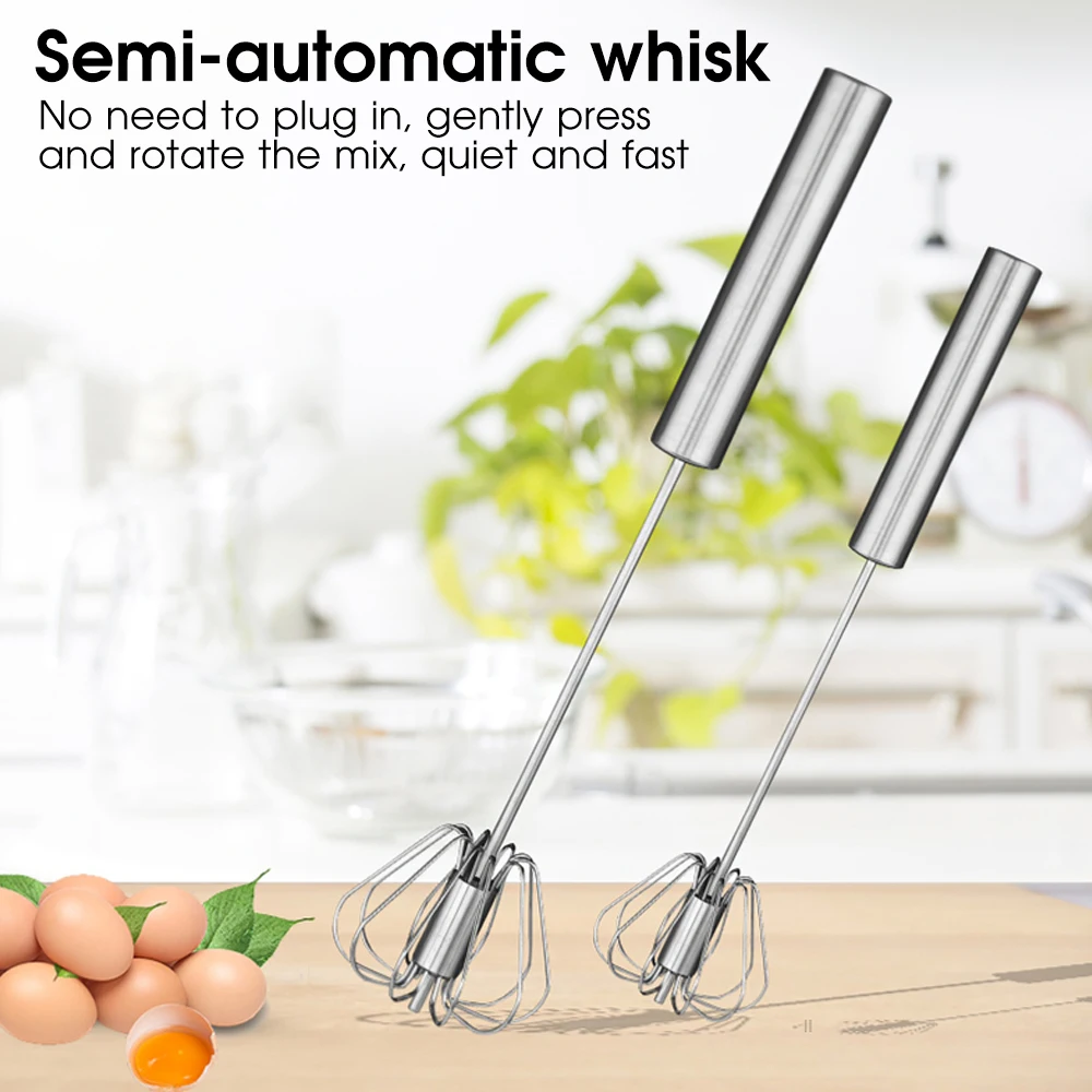 

10in/12in/14inch Semi-automatic Mixer Egg Beater Manual Self Turning Whisk Hand Blender Milk Egg Cream Stirring Kitchen Tools