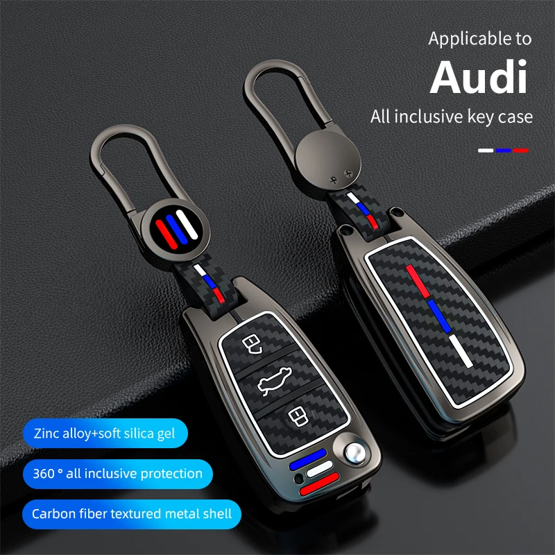 

zinc alloy Car Key Cases Cover Fob For Audi A1 A3 A6 C5 C6 Q3 Q2 Q7 TT TTS R8 S3 S6 RS3 RS6 A4 Accessories Keychain Portachiavi