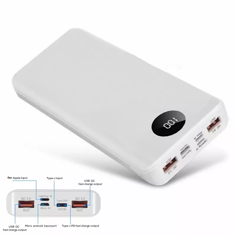 

QC 3.0 Fast Charging USB Powerbank Battery Charger Box LED Digital Display Light 8*18650 Battery Charger Case for all smartphone