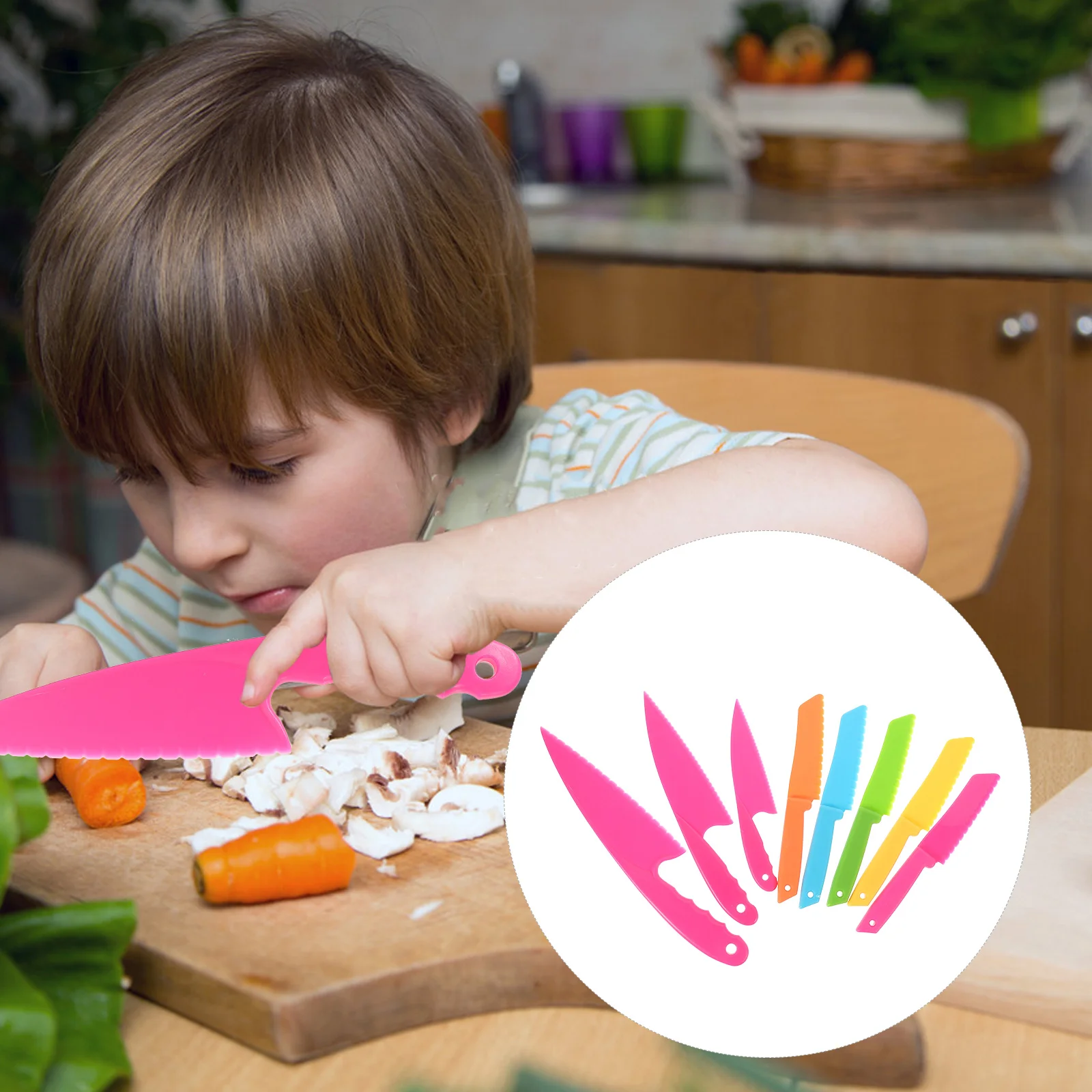 

8 Pcs Bread Knife Small Handheld Children Yellow Orange Fruit Multi-use Plastic
