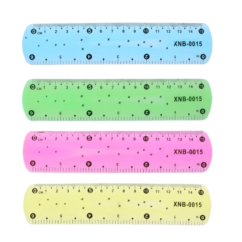 

Y1UB Transparent Soft Ruler 15cm/6'' Plastic Flexible for Kid Student Measuring Korean Stationery Home Office School Supplies