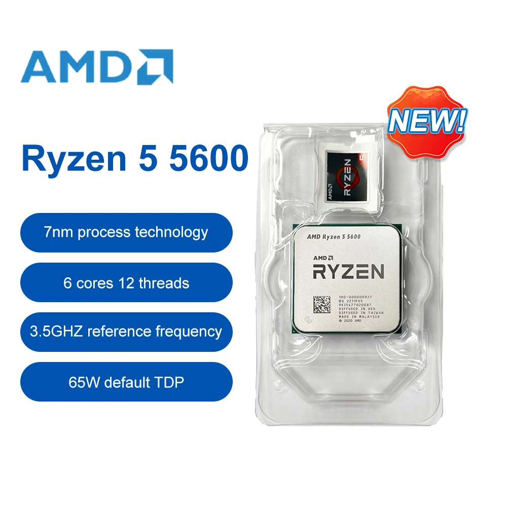 

Новый процессор AMD Ryzen 5 5600 R5 5600 3,5 ГГц 6-ядерный 12-поточный процессор 7 нм L3 = 32M 100-000000927 сокет AM4 аксессуары для процессора