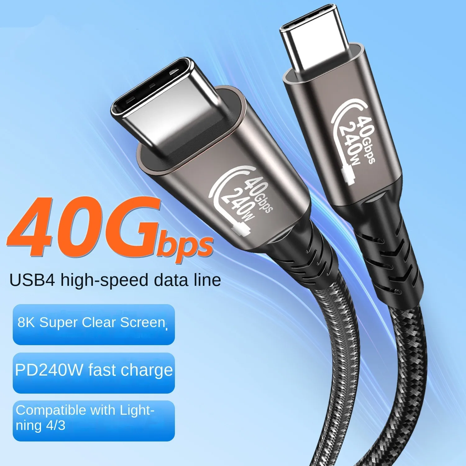 USB 4 0 кабель для передачи данных Thunderbolt Тип C к Type PD 240 Вт быстрая зарядка 40 Гбит/с 8K @