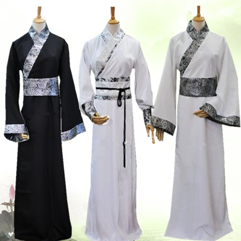 

Male Chinese Traditional Costume Hanfu Folk Long Robe Gown Tang Dynasty Costume for Men Stage Performance Dance Costumes