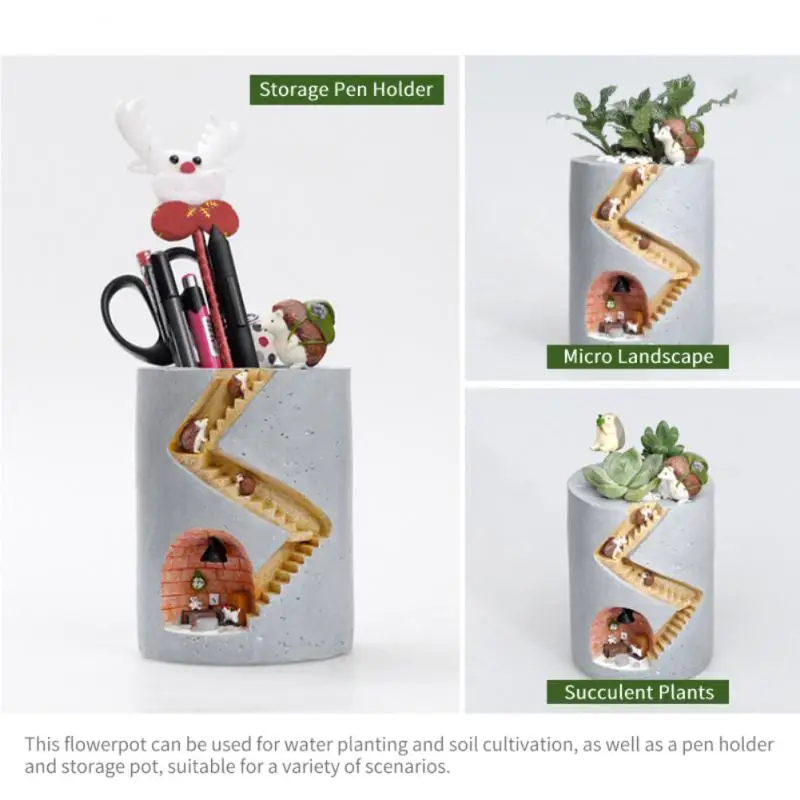 

Креативный цветочный горшок с изображением животных ежика, гидропонный горшок для растений и суккулентов, индивидуальный горшок для украш...