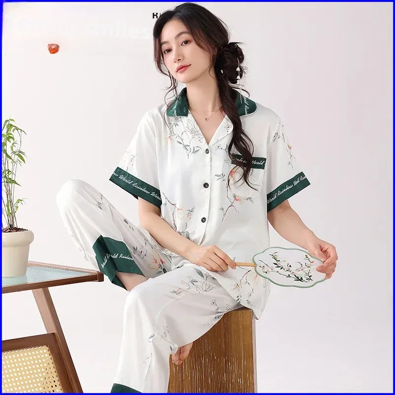 Женские летние шелковые брюки с короткими рукавами новая верхняя одежда в