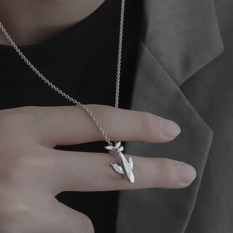 

Ожерелье мужское медное с китами, модное ожерелье в стиле Ins, длинная цепь на свитер с холодным ветром, маленькое ожерелье с Китом