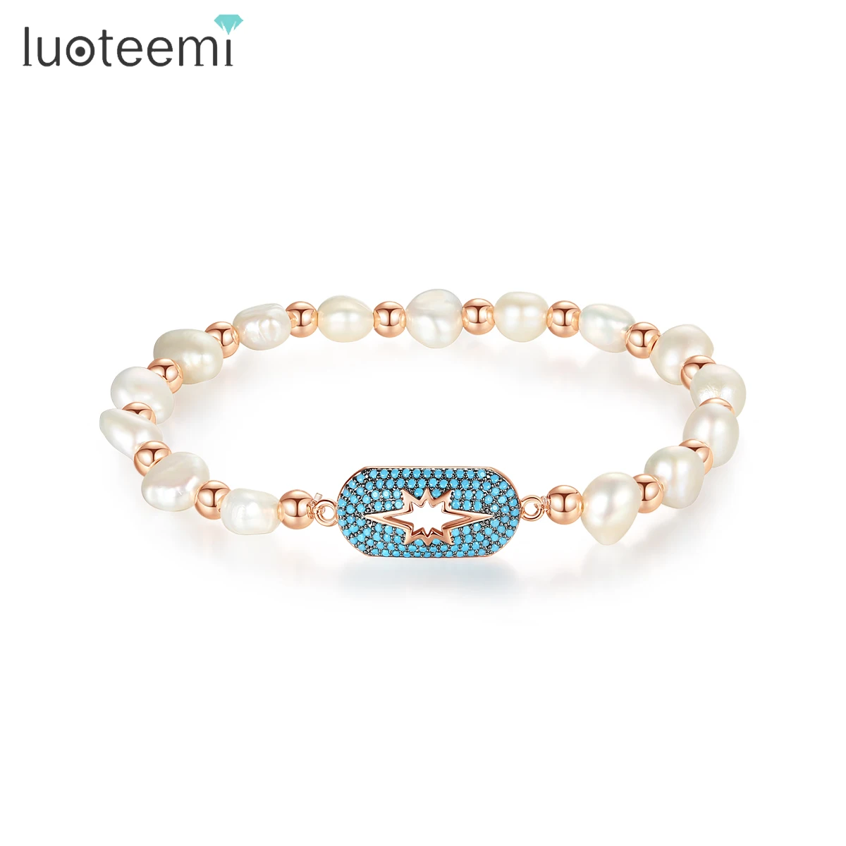 

LUOTEEMI Fashion New Adjustable Imitation Pearls Bracelets for Women 3 Colors Elastic Zircon Bangles for Girl Friendship Gift