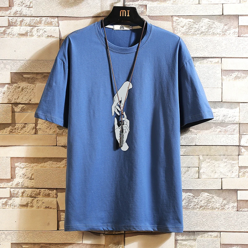 

Summer Short Sleeve Men's T Shirt New Cotton Loose O Neck T Shirt Men's Casual Top T Shirt Sports Fashion Streetwear M-5XL