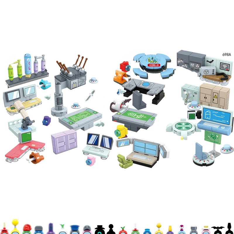 

2 Types Amongs Game Space Combat Base Capsule Alien Building Blocks Doll Model Bricks Kids Kits Gift for Children