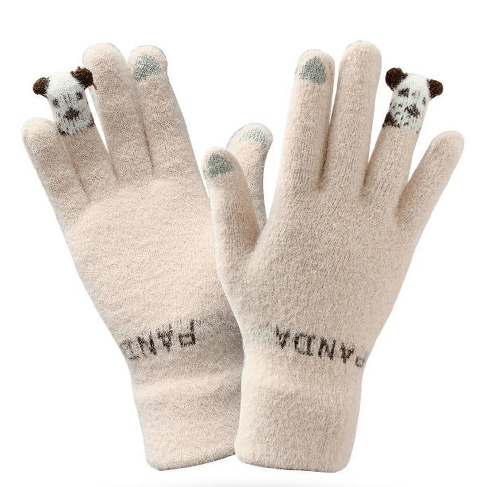 

Winter Touch Screen Gloves Women Men Warm Stretch Knit Mittens Imitation Wool Full Finger Guantes Female Crochet Luvas Thicken