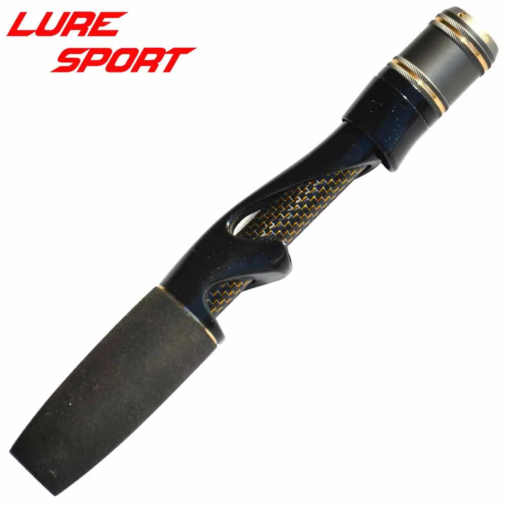 LureSport 2pcs WTS Black Paint Spin Reel Seat carbon Tube Aluminum Cap 7cm EVA Grip Rod Building Component Repair DIY Accessory