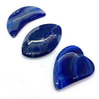 pendants diy 5pcs set punch blue striped agate natural stone heart marquise shape onyx making necklace earrings jewelry charms