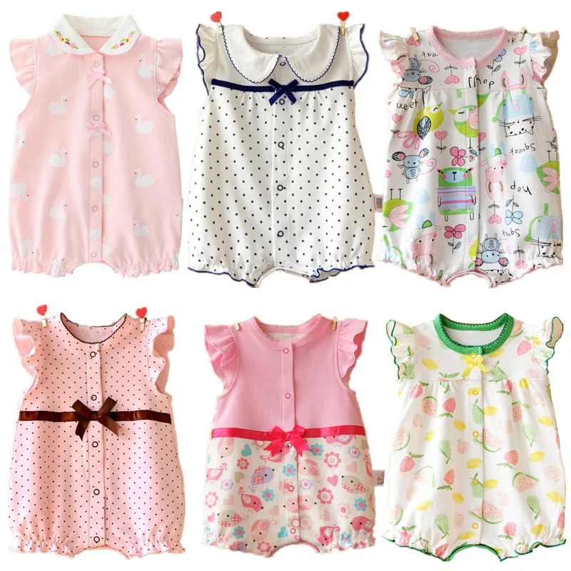 2022 baby girl Summer clothing short Sleeve cute cotton baby clothes rompers for girls print polka dot boutique clothes onesie images - 1
