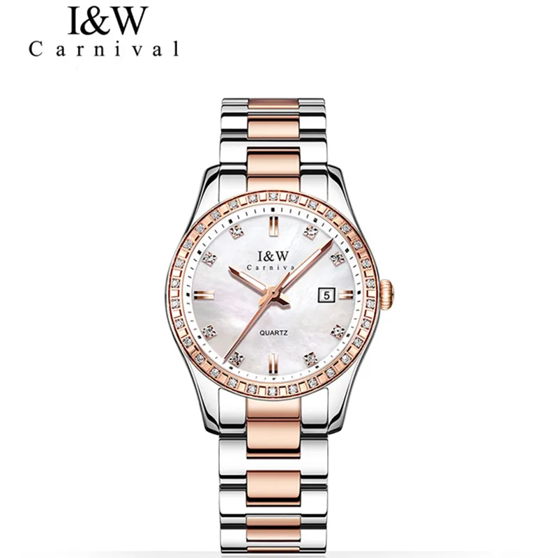 Reloj Mujer I&W CARNIVAL Brand Ladies Fashion Watches Women Luxury Dress Quartz Wristwatch Waterproof 30M Clock Relogio Feminino enlarge