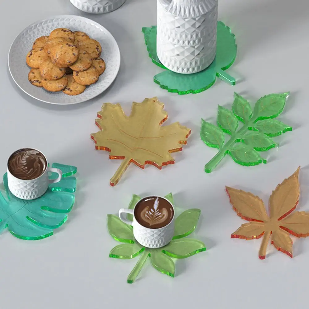 

Clay Tool Pendant Agate Cup Mad Fluid Arts Coaster Mold Maple Leaf Jewelry Making Mould Epoxy Resin Casting Molds