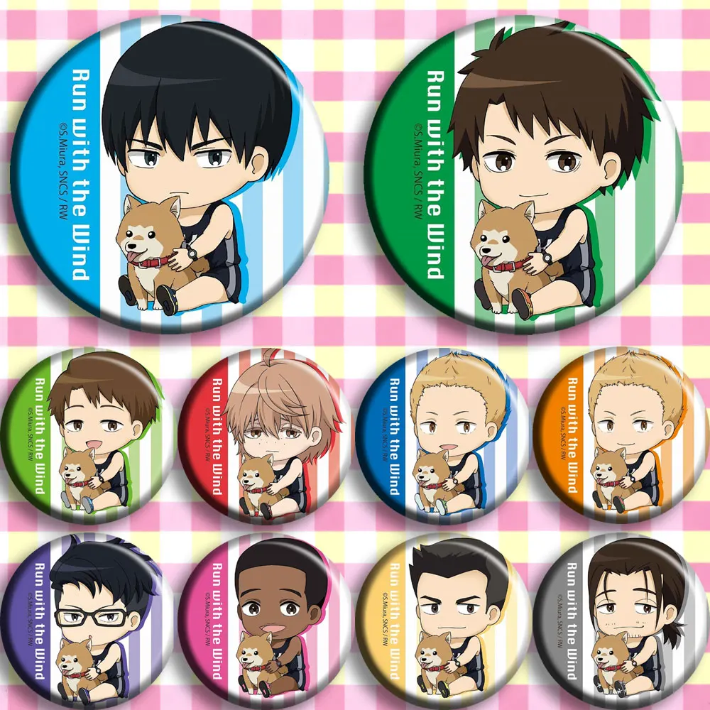 

10pcs/1lot Run with the Wind Kurahara Kakeru Kiyose Haiji Figure 3665 Metal Badges Round Brooch Pin Badge Bedge Gift Kids Toy