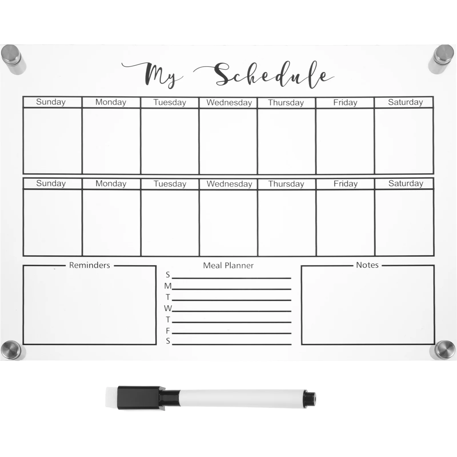 

Weekly Planner Board Magnetic White Acrylic Dry Erase Desk Glass Whiteboard Small Office Note