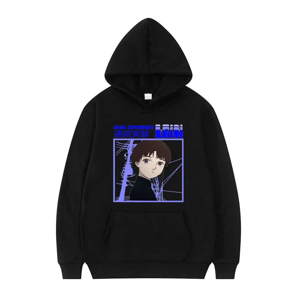 

Anime Serial Experiments Lain Classic Cute Comic Print Winter Long Sleeve Loose Casual Simple Woman Hoodie High Street Style