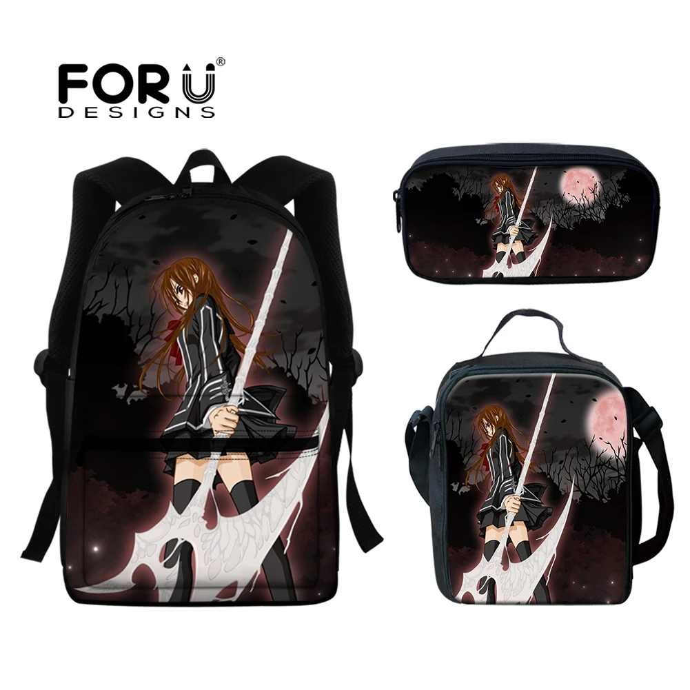 

FORUDESIGNS Fashion Vampire Knight Pattern 3set Kids School Bag Boys Large Capacity Student Backpack Causal Kid Durable Backpack