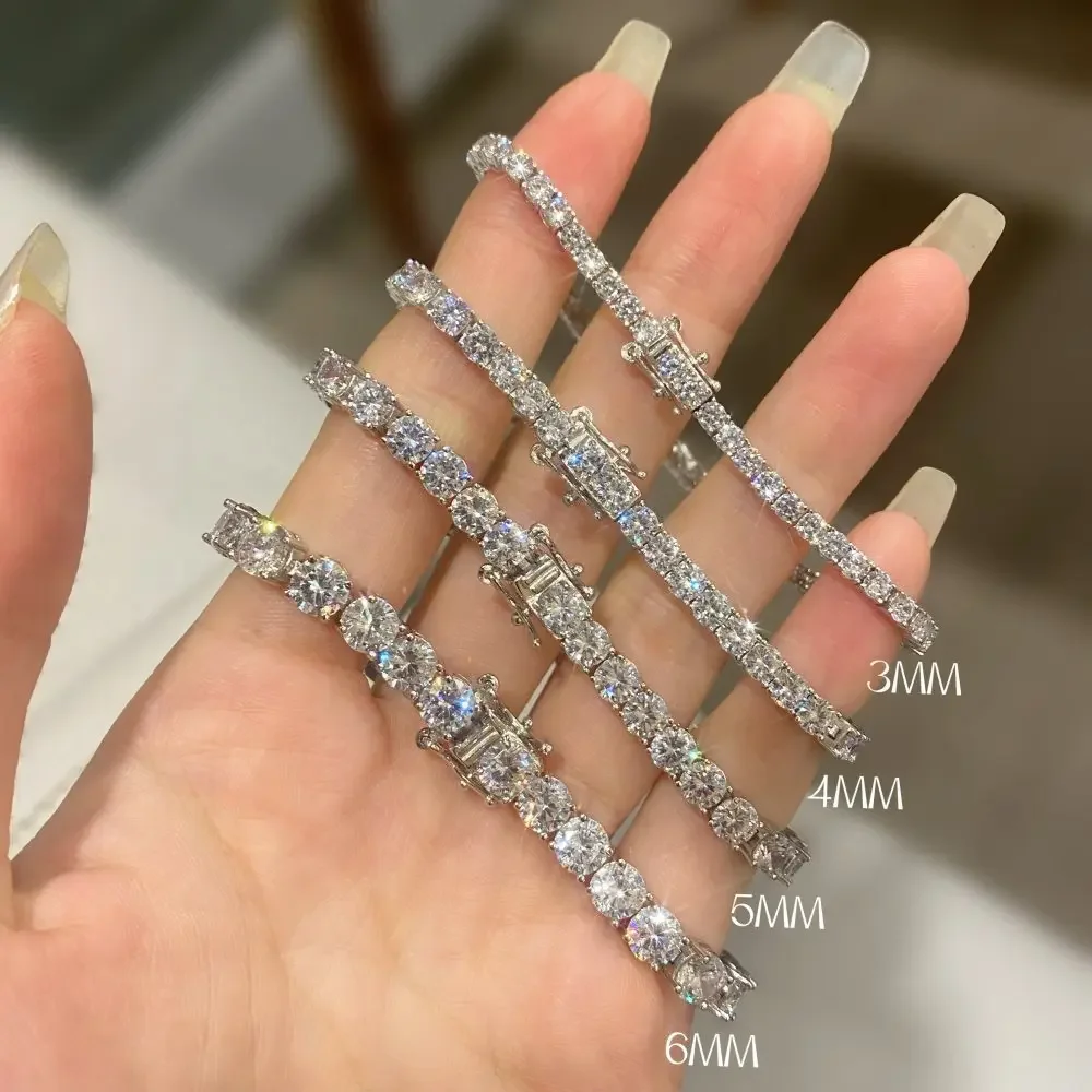 

925 sterling silver tennis bracelet woman single row bracelet 3-6MM zirconium stone inlay light luxury fashion high jewelry