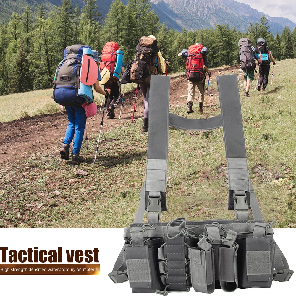 

Nylon Harness Chest Front Pack Multi-Functional Unisex Chest Rig Bag Molle Adjustable Airsoft Equipment for Camping Travel Sport
