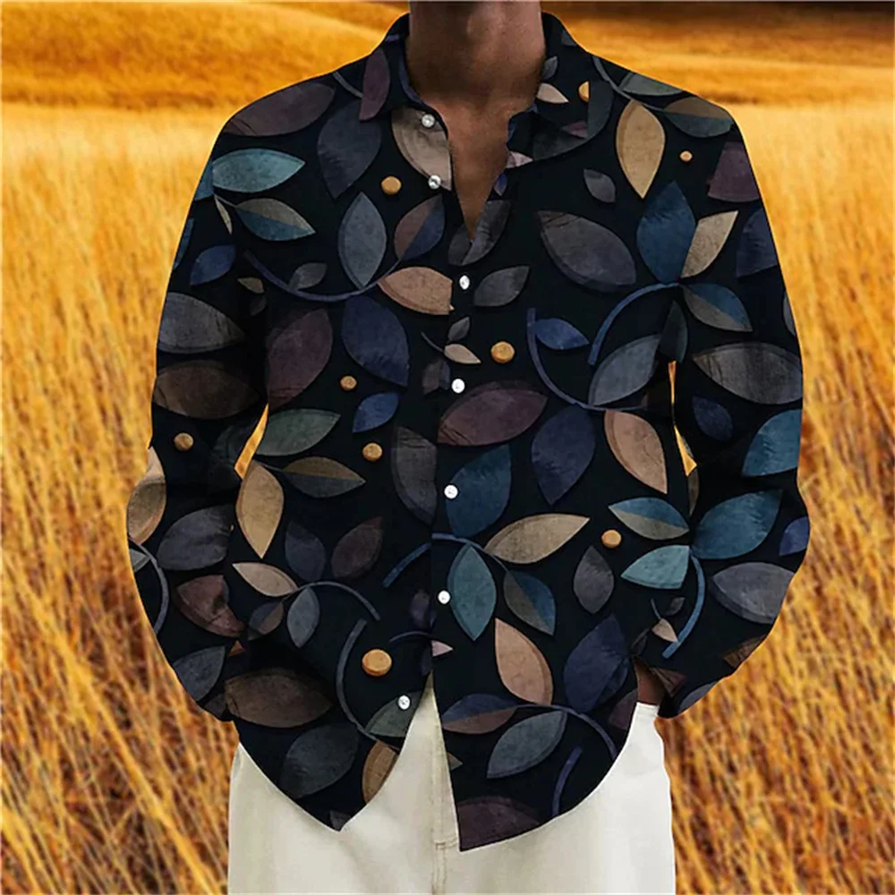 2023 new fashion social men's high -quality button lapel shirt designer print pattern long sleeve top men's clothing