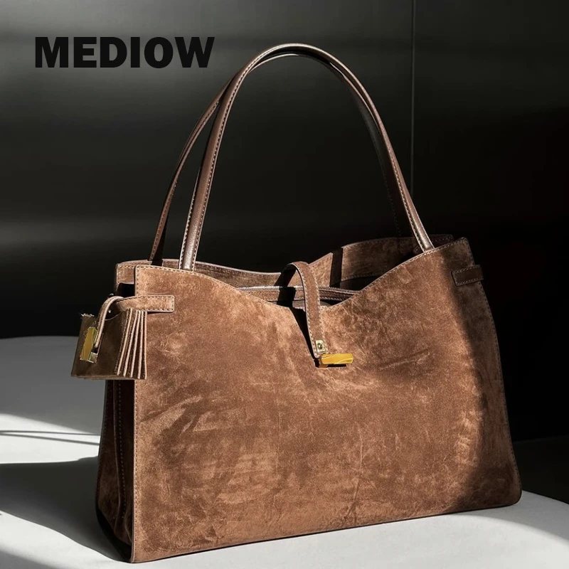 MEDIOW Сумки-тоут из искусственной замши для женщин роскошные дизайнерские сумки