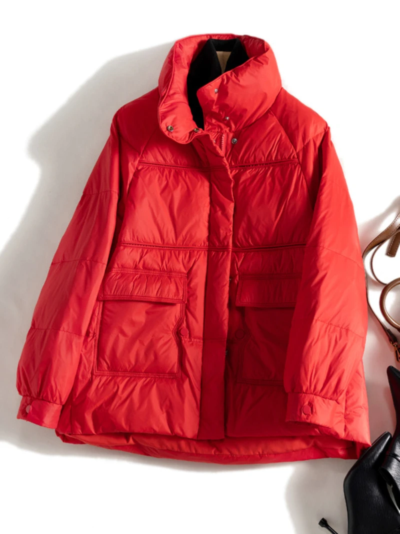 Winter Women Loose Thickened Down Jacket Light White Duck Down Light Coat Fashion Outwear