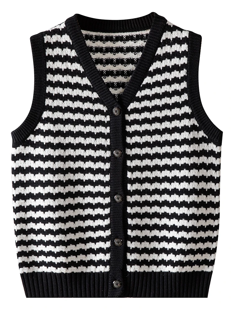 Pure Cotton Wire Vest knit Women's 2024 New Spring and Autumn Outer Wear Western Sle Age-Reducing Vest Sweater