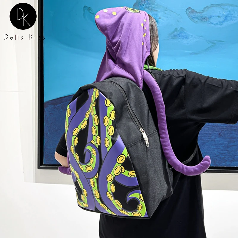 

Школьный ранец в стиле Харадзюку для девочек, вместительные Женские сумки в форме осьминога, крутой дорожный рюкзак для ноутбука