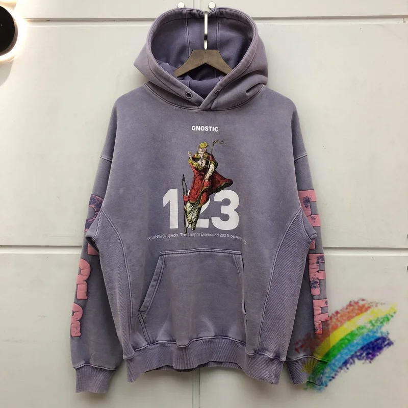

Patchwork Tie Dye Vintage RRR123 Hoodie Men Women Best Quality Foam Printing Nice Washed Heavy Fabric Distressed Hoodie Pullover