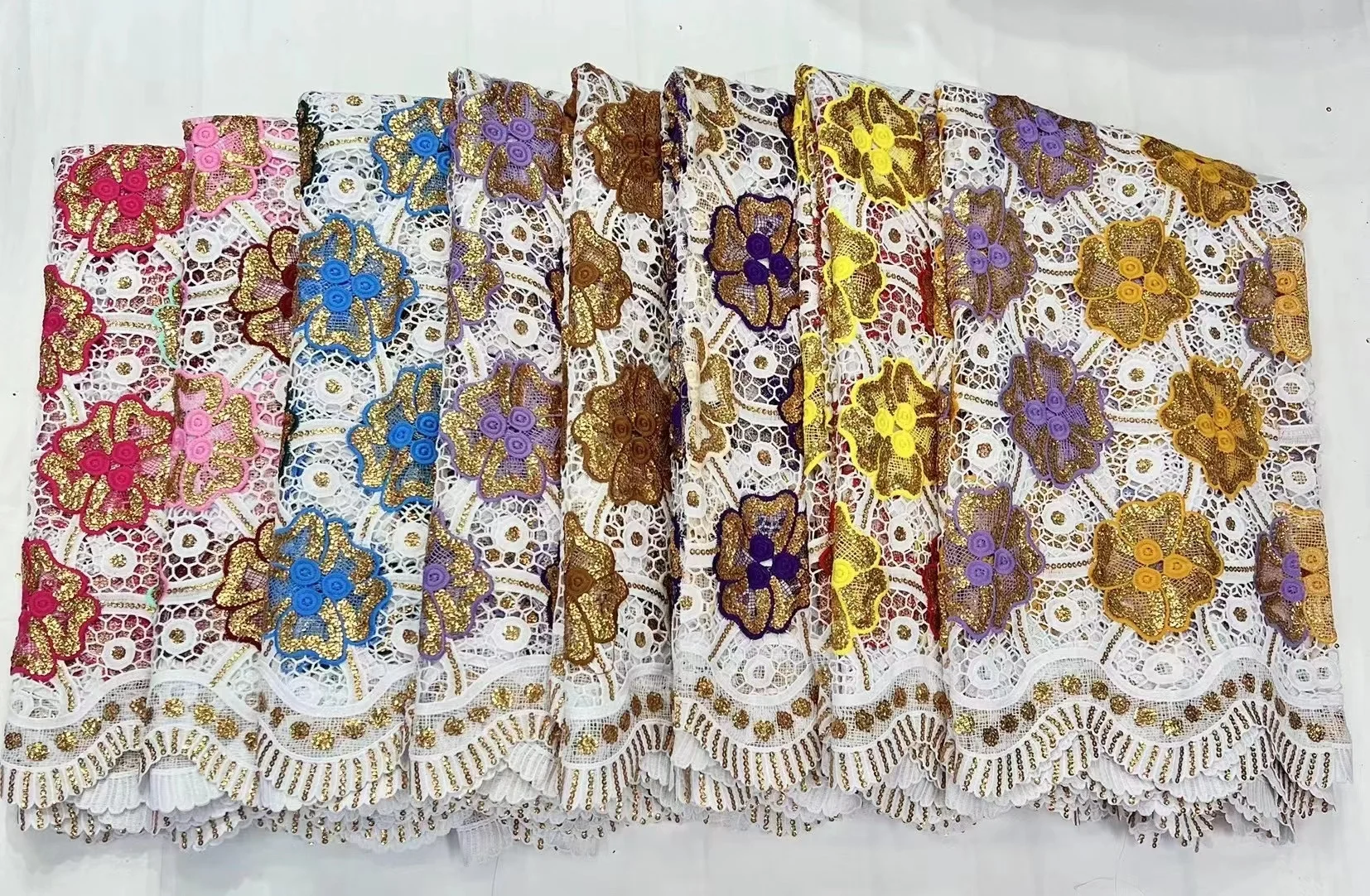 

Африканский гипюр, кружевная ткань 2022, шифоновый шнур с блестками, кружевная ткань с вышивкой, нигерийская Водорастворимая кружевная ткань для вечерние
