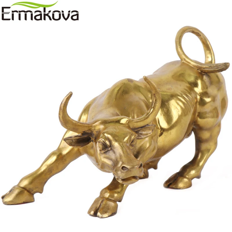 ERMAKOVA настенная уличная Золотая свирепого быка OX Статуэтка скульптура заряжаемая