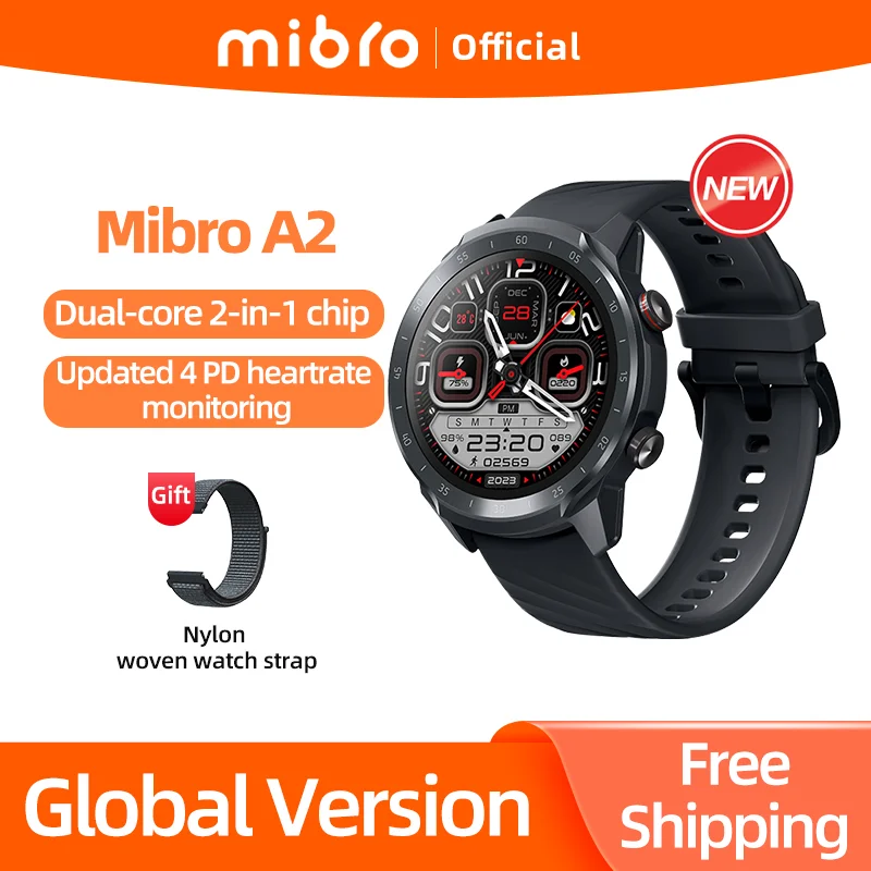 [World Premiere] Mibro A2 Sporty Bluetooth Calling Smart Watch 1.39 Inch HD Screen 4PD HR Monitoring Round Dual Straps Men Gift