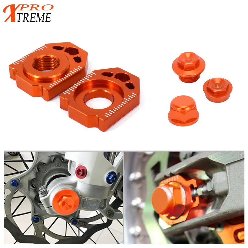 

CNC Rear Chain Adjuster Axle Block Wheel Axle Nut Cocer For KTM SX XC SXF XCF XCW XCFW EXC EXCF 85 125 150 200 250 300 350 450