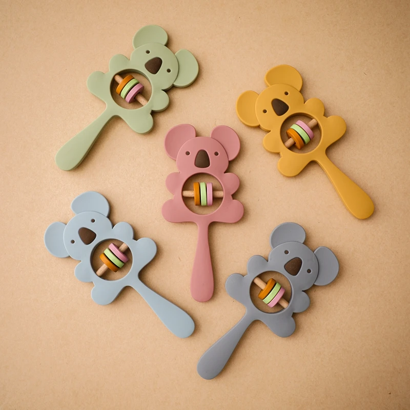 

5PCS Silicone Rattle Baby Cartoon Koala Elephant Handbells Toy BPA Free Teething Kids Educational Toys Infant Chewable Baby Toys