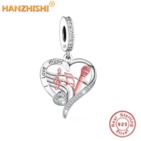 2022 spring collection 925 sterling silver heart pendant charms engraved i love music fit original bracelet necklace berloque