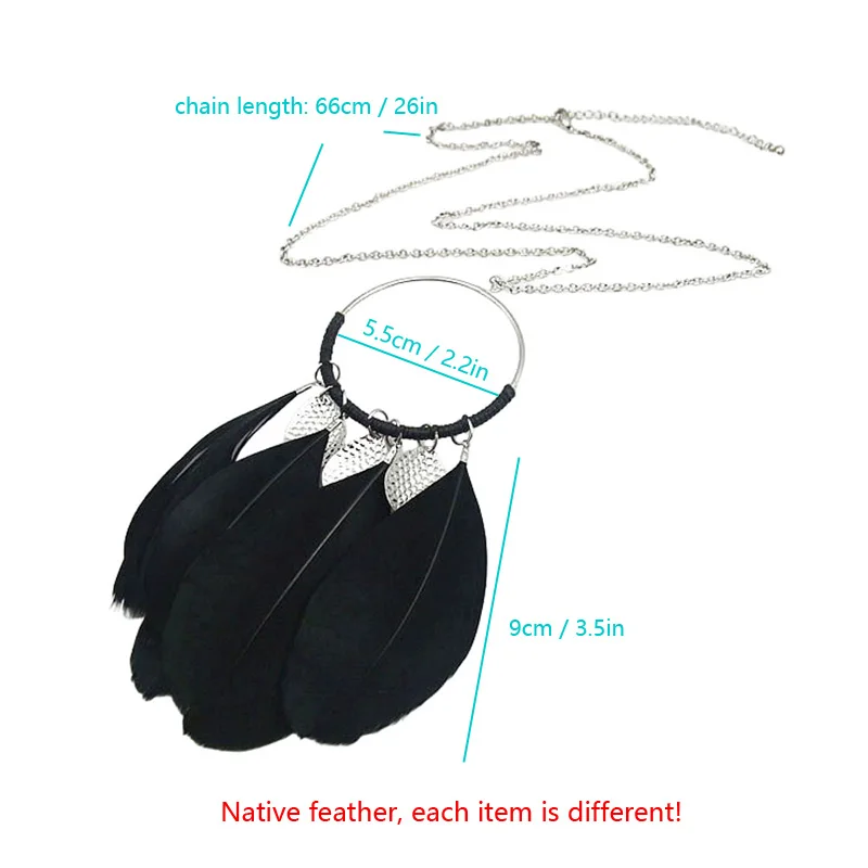 Женское ожерелье JEWEPLAIT с перьями и листьями