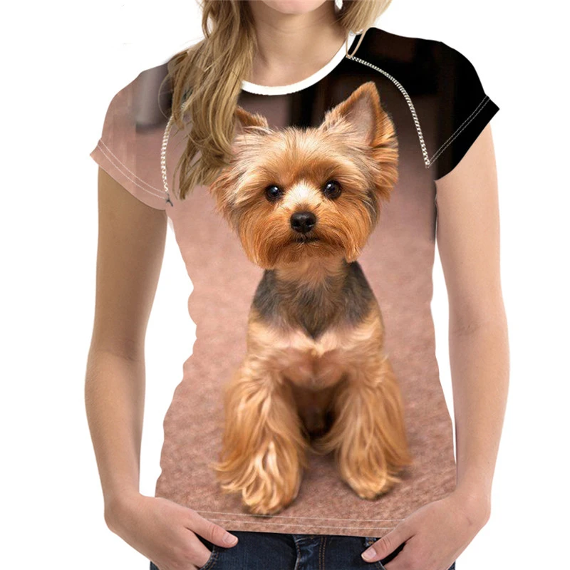 

Men's and Women's Dog 3D Printing T-shirt Round Neck Short-sleeved Fashion Slim Slim Women's Top XXS-6XL Polyester