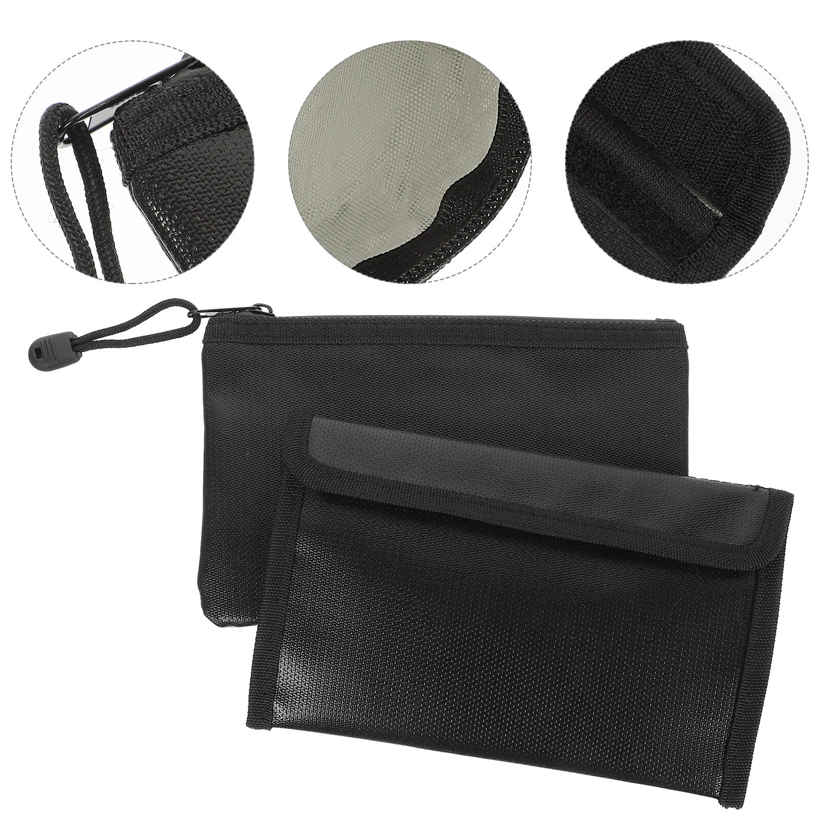 

2 Pcs Fireproof File Bag Zippered Pouch Portable Files Waterproof Money Safe Receipt Container Document Resistant Box Purse