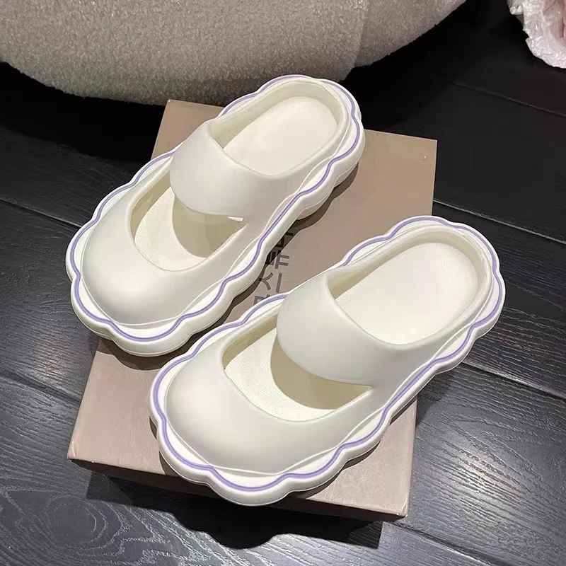 

WARRIOR Cloud Slides for Women Pillow Slippers Non-Slip Bathroom Shower Sandals Soft Thick Sole Indoor and Outdoor Slides