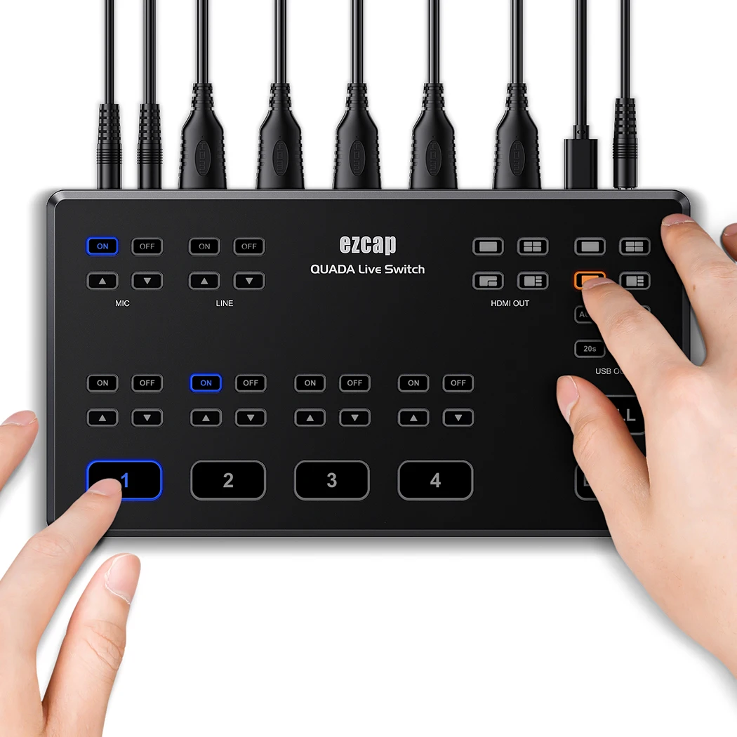 

Y&H HD60 Streaming Video Switcher 4 HDMI Input 1080P Capture Seamless Switching For Multi Cam Video Production and Live