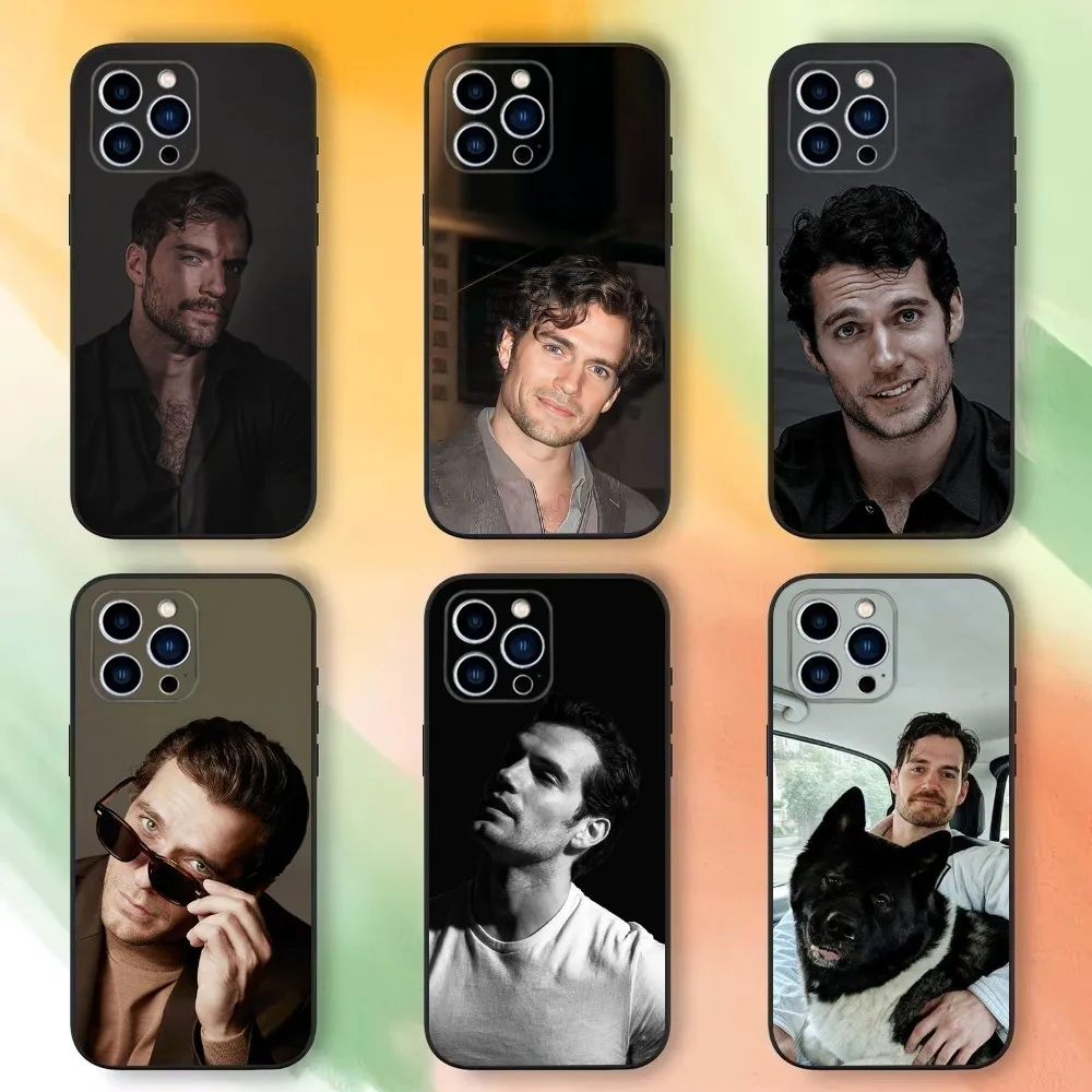 A-Actor H-Henry C-Cavill Phone Case For iPhone 16 15 14 13 12 11 Plus Pro Max XS X XR SE Mini 8 7，Soft Silicone Black Cover