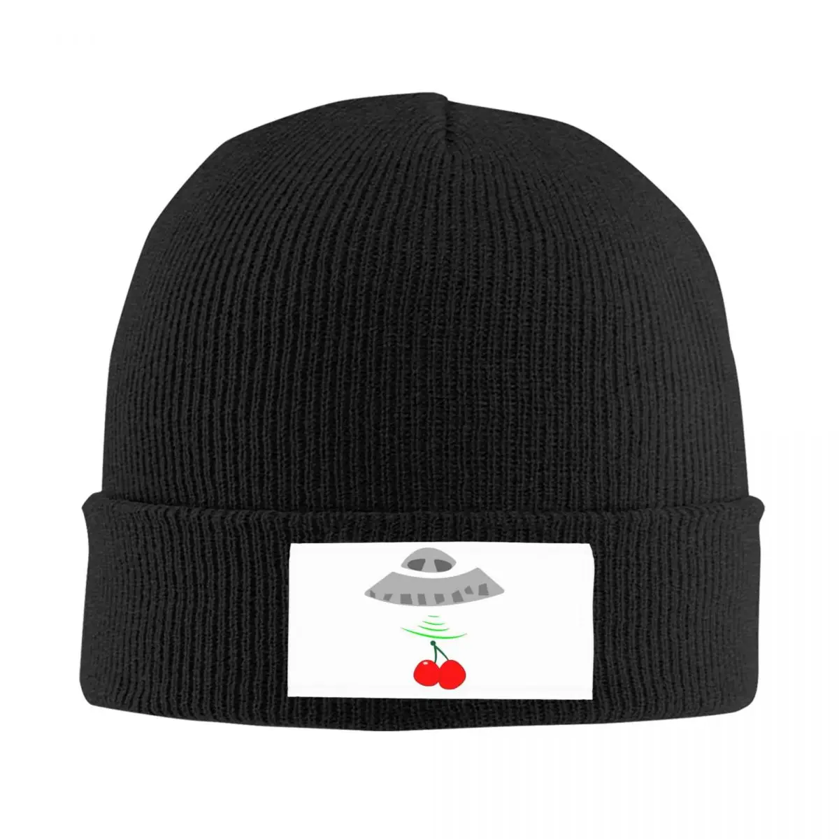 

UFO Cherries Knitted Hat Velvet Applique Lightweight Customized Gift